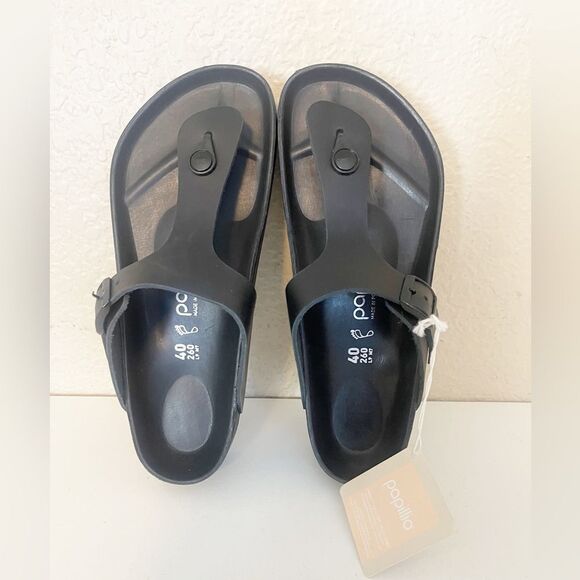 Birkenstock Papillio Gizeh Flex Black Leather Platform Sandals Size 9 NWT - Picture 9 of 16